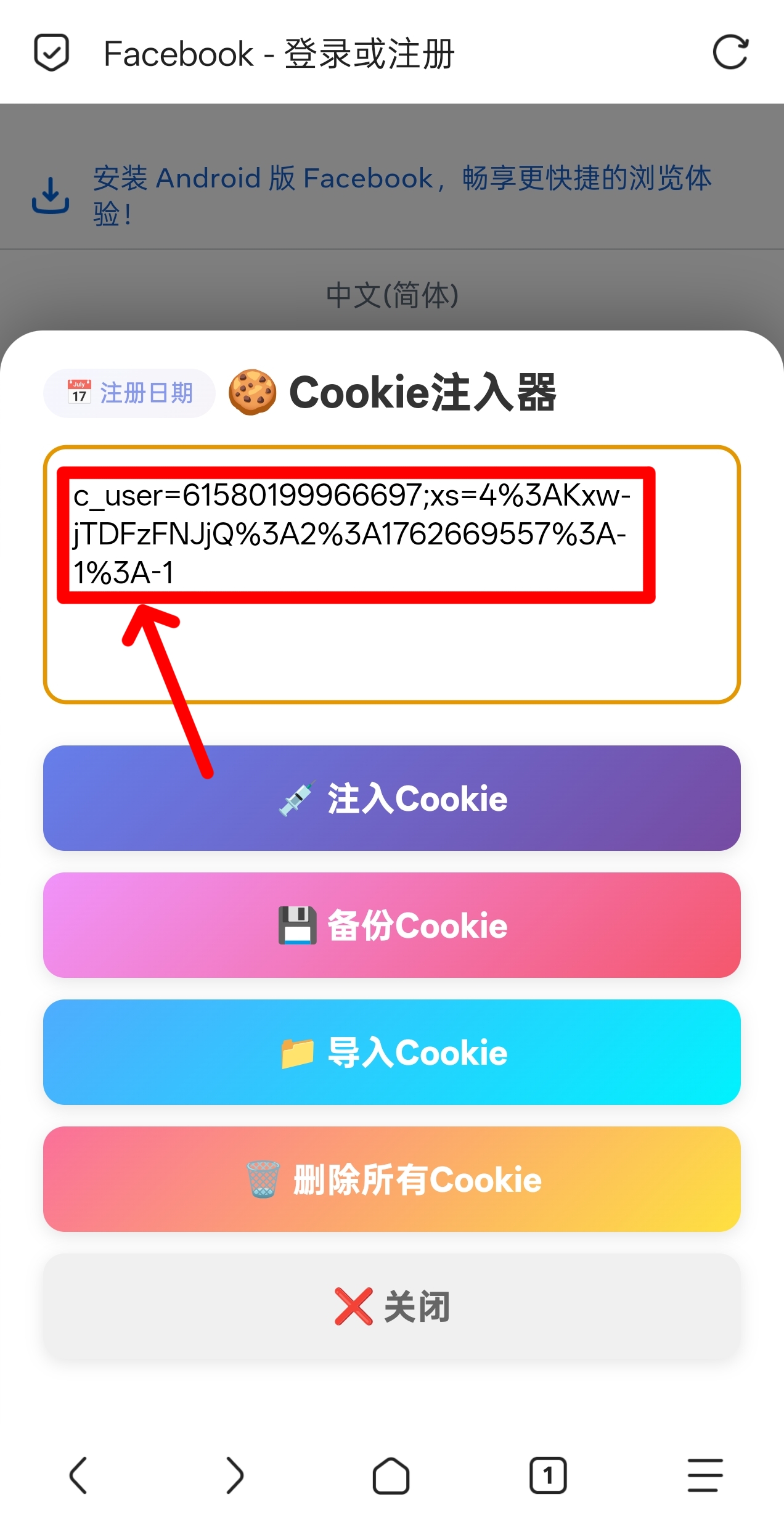 注入Cookie